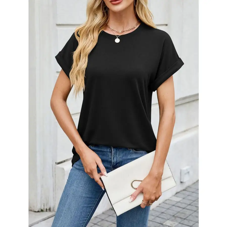 Polished Casual Rolled Sleeve T-shirt