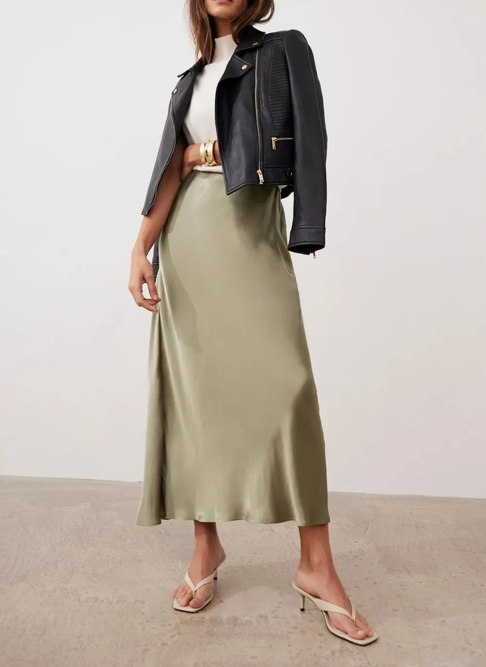 Casual Style Satin Slip Skirt