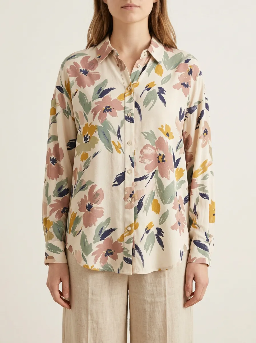 Women's Floral Abstract Printed Long Sleeve Shirt