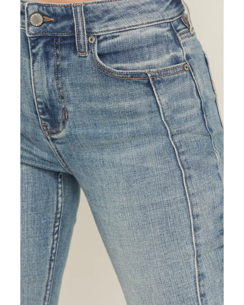 High Rise Bootcut Stretch Denim Lace Up Jeans