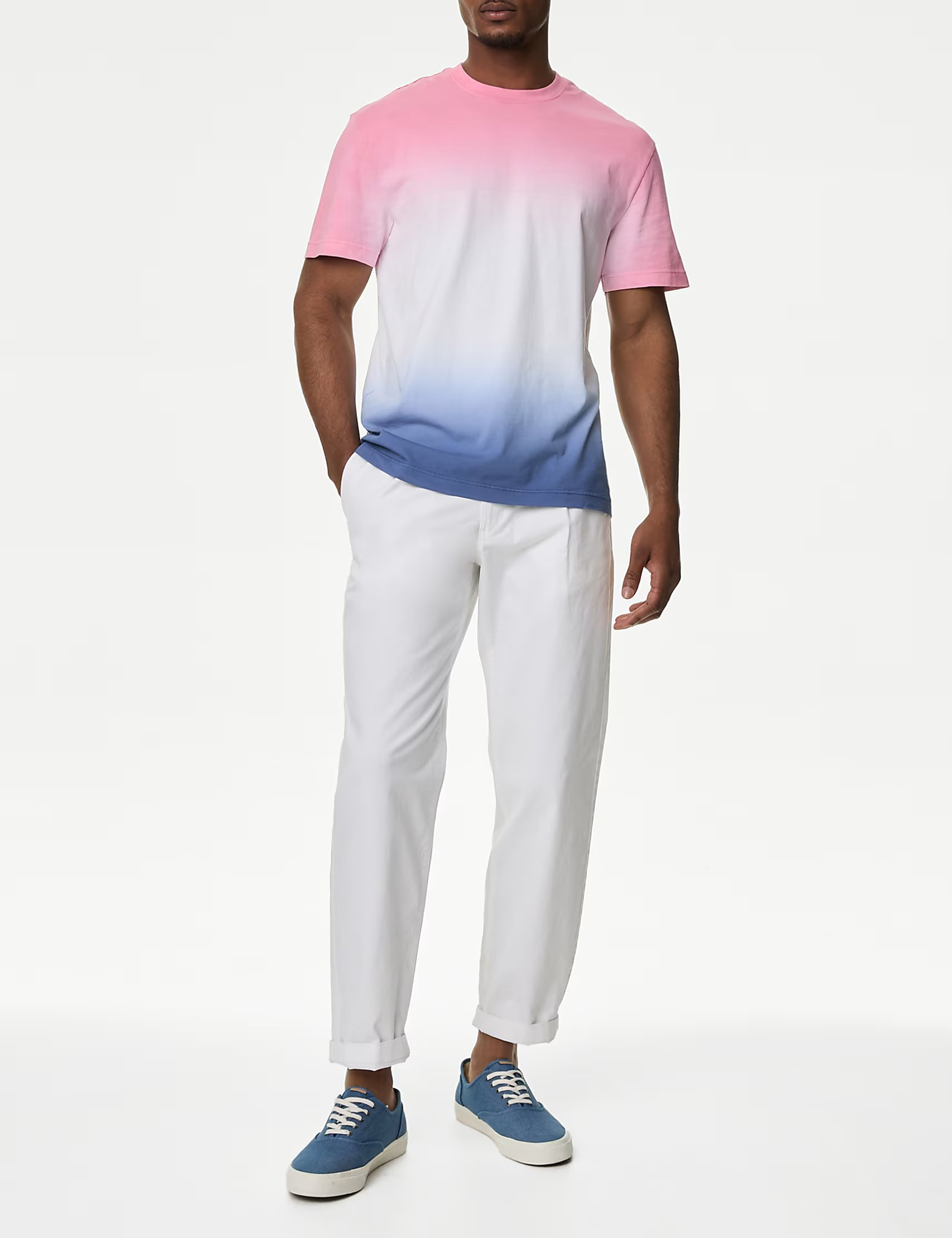 Pink Blue Gradient Short Sleeve T-Shirt