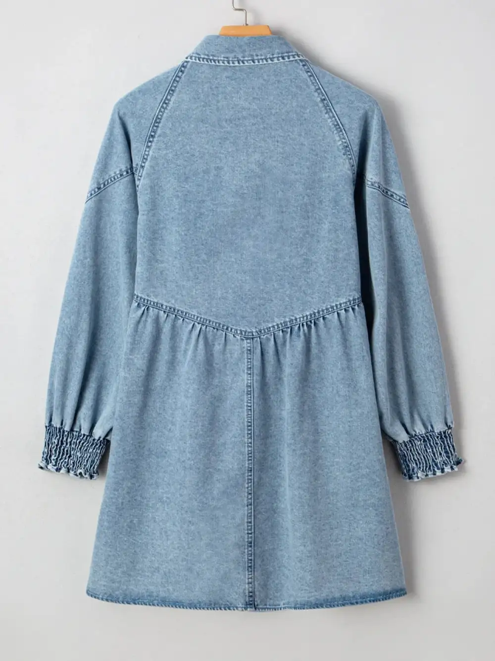 Denim Button Front Smocked Shirt Dress