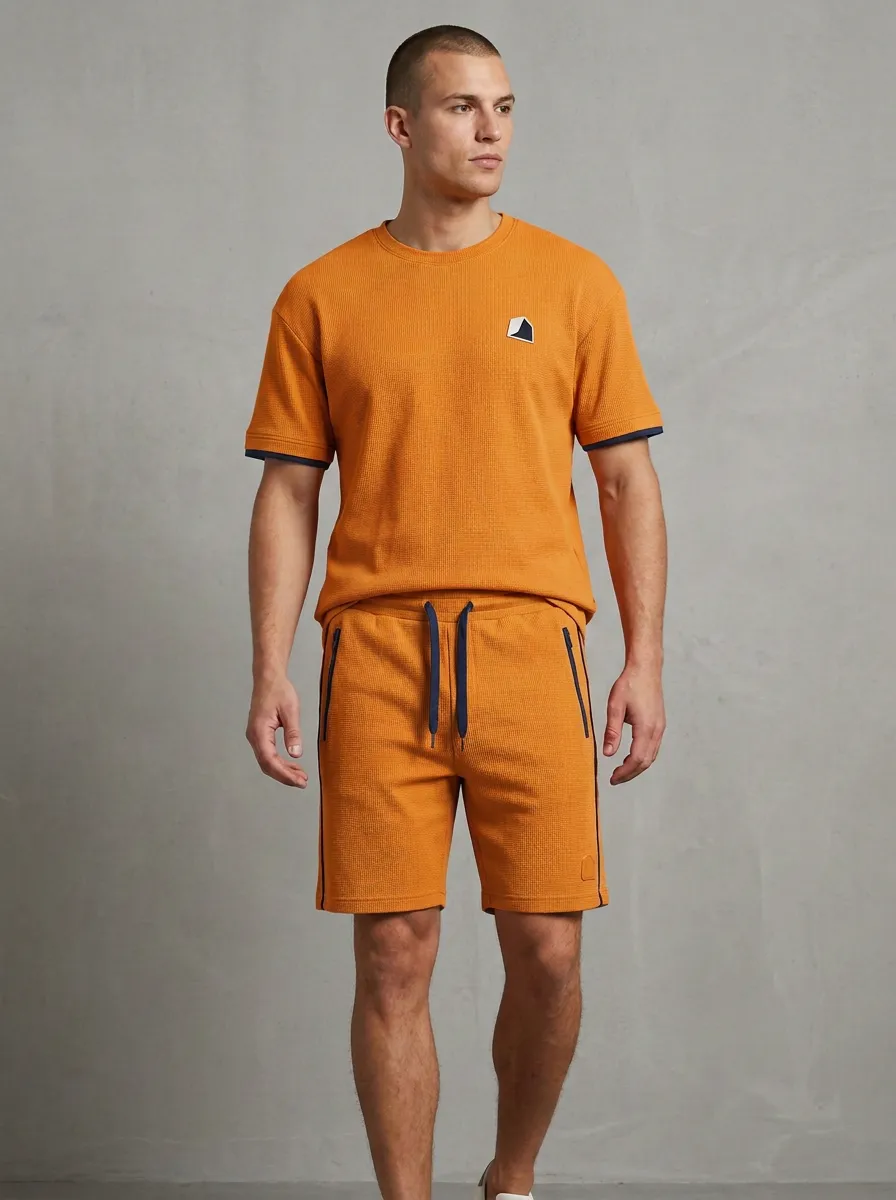 Everyday Waffle Texture Collection Men's T-Shirt And Shorts Set