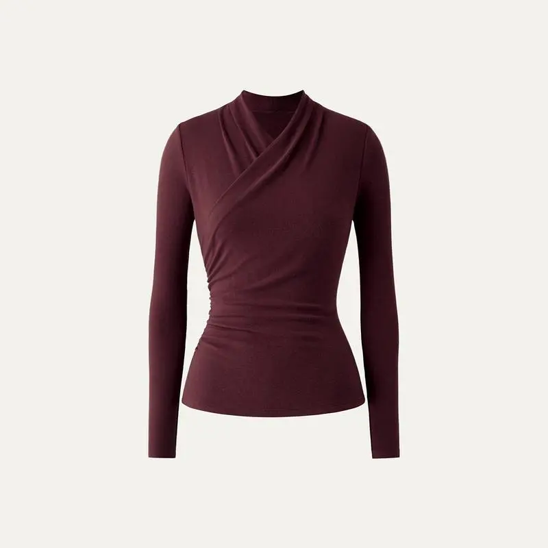 Chic Surplice Long Sleeve Top – Casual & Elegant Shirt