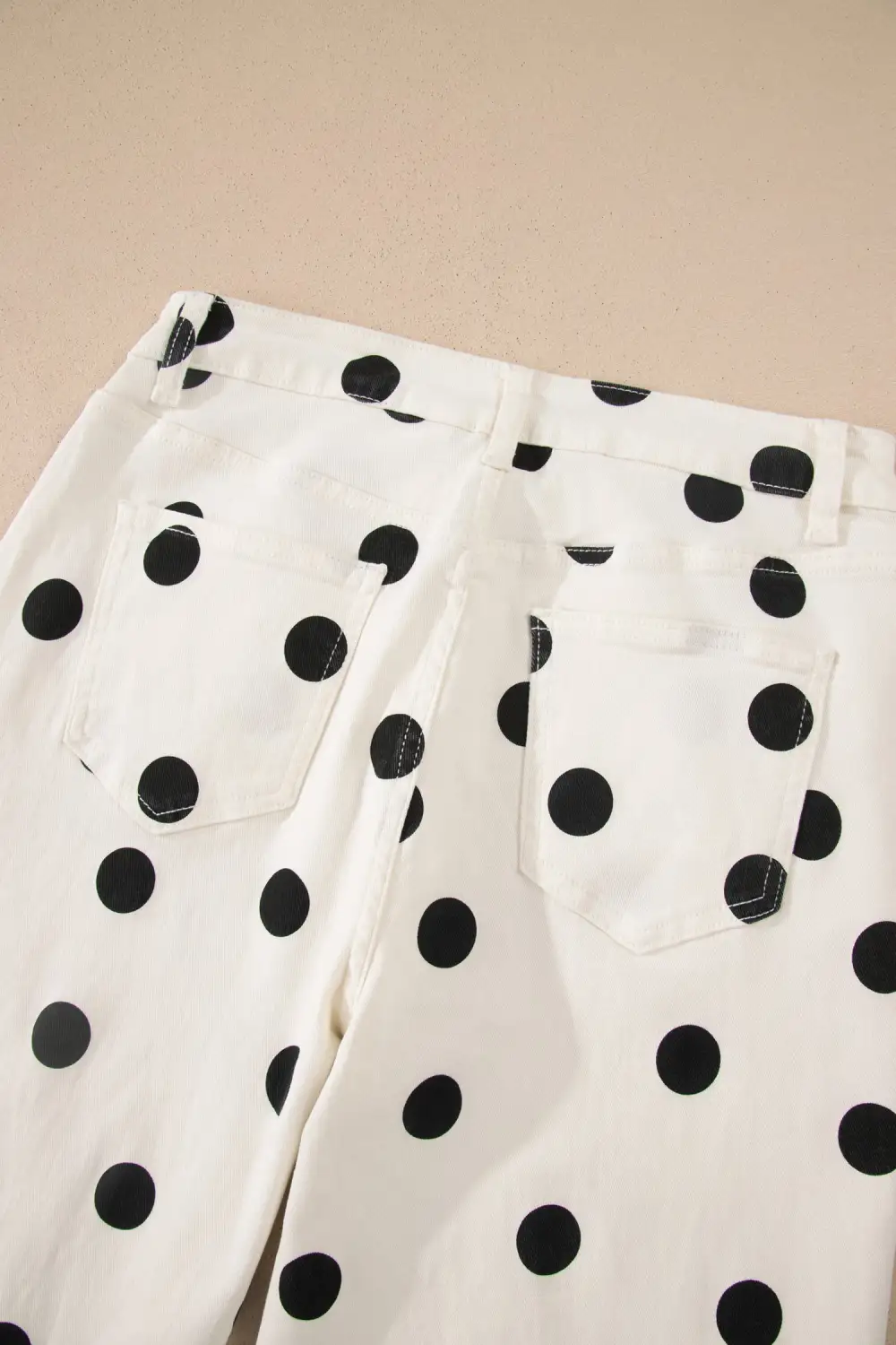 Polka Dot Print Wide Leg Ankle Length Jeans