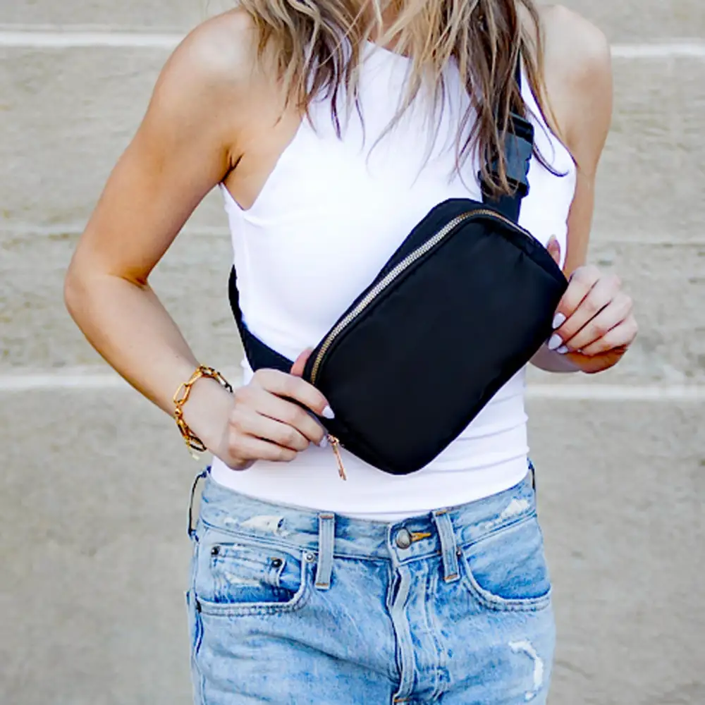Oversize Nylon Sling Crossbody Belt Bag