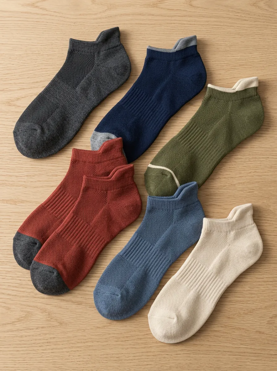 Men's Six Pack Ankle Socks Bundle with Breathable Detail