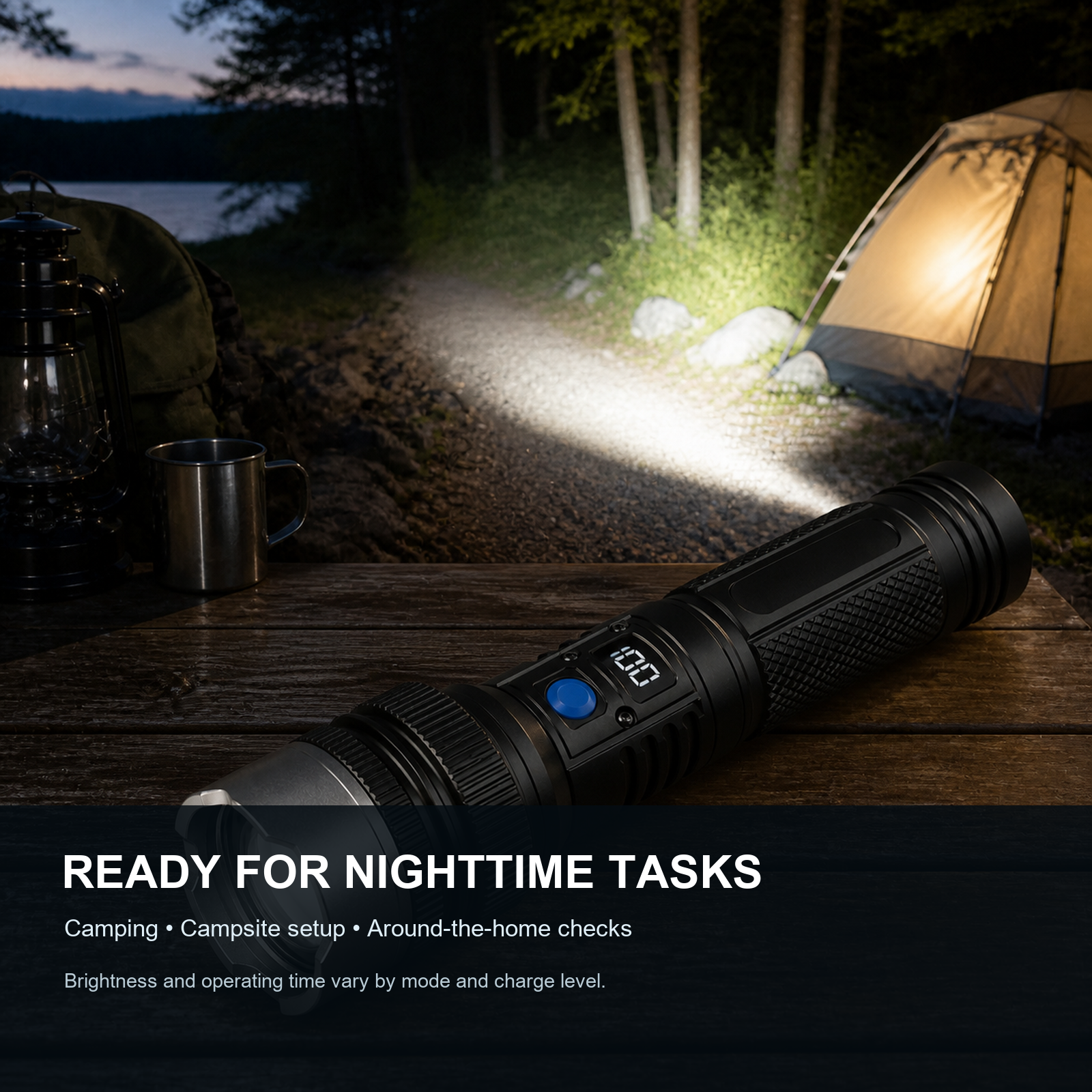 Rechargeable Zoom Flashlight with Digital Display & Power Bank - Ready for Practical Nighttime Tasks