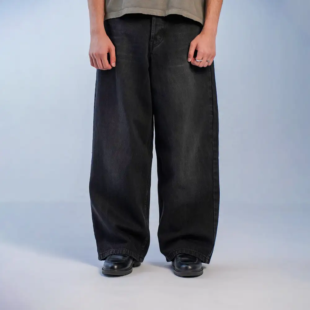Men's Washed Whiskered Stretch Denim Jeans