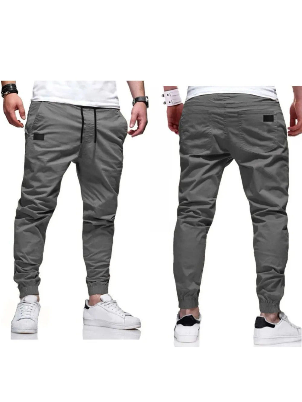 Men'S Solid Color Overalls Drawstring Sports Trendy Trousers Men'S Casual Drawstring Pants
