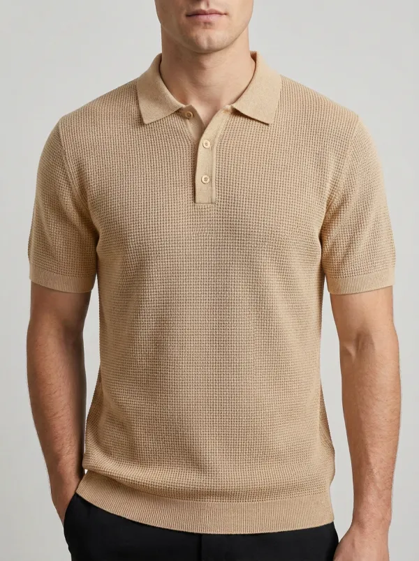 Classic Waffle-Knit Men's Knit Crew-Neck T-Shirt