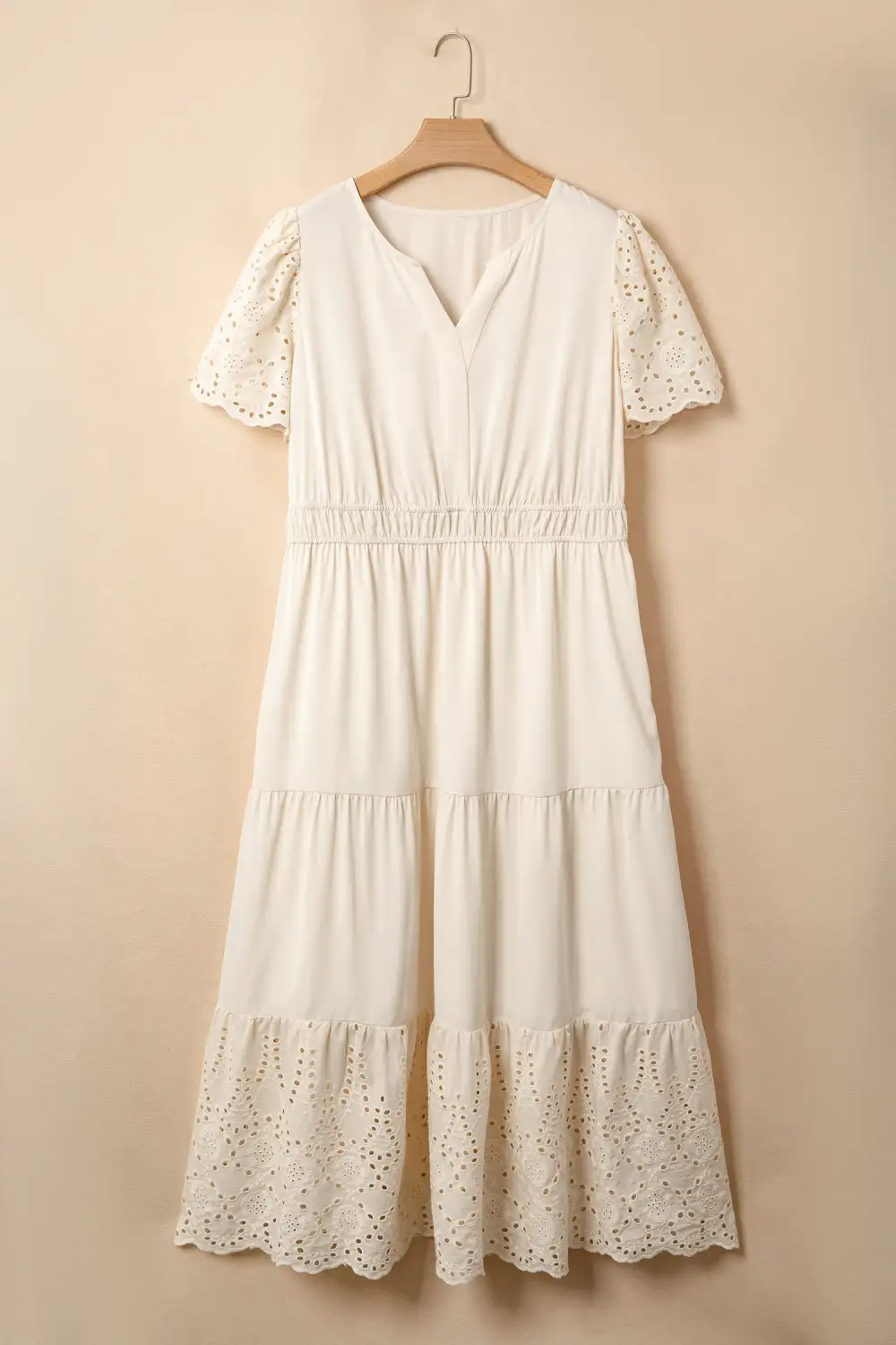 Patchwork Embroidered V Neck Maxi Dress