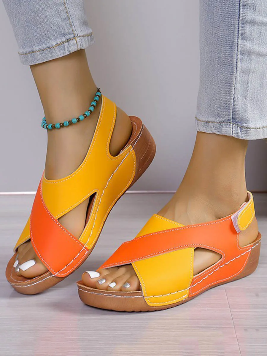 Contrast Cutout Open-Toe Heeled Sandals