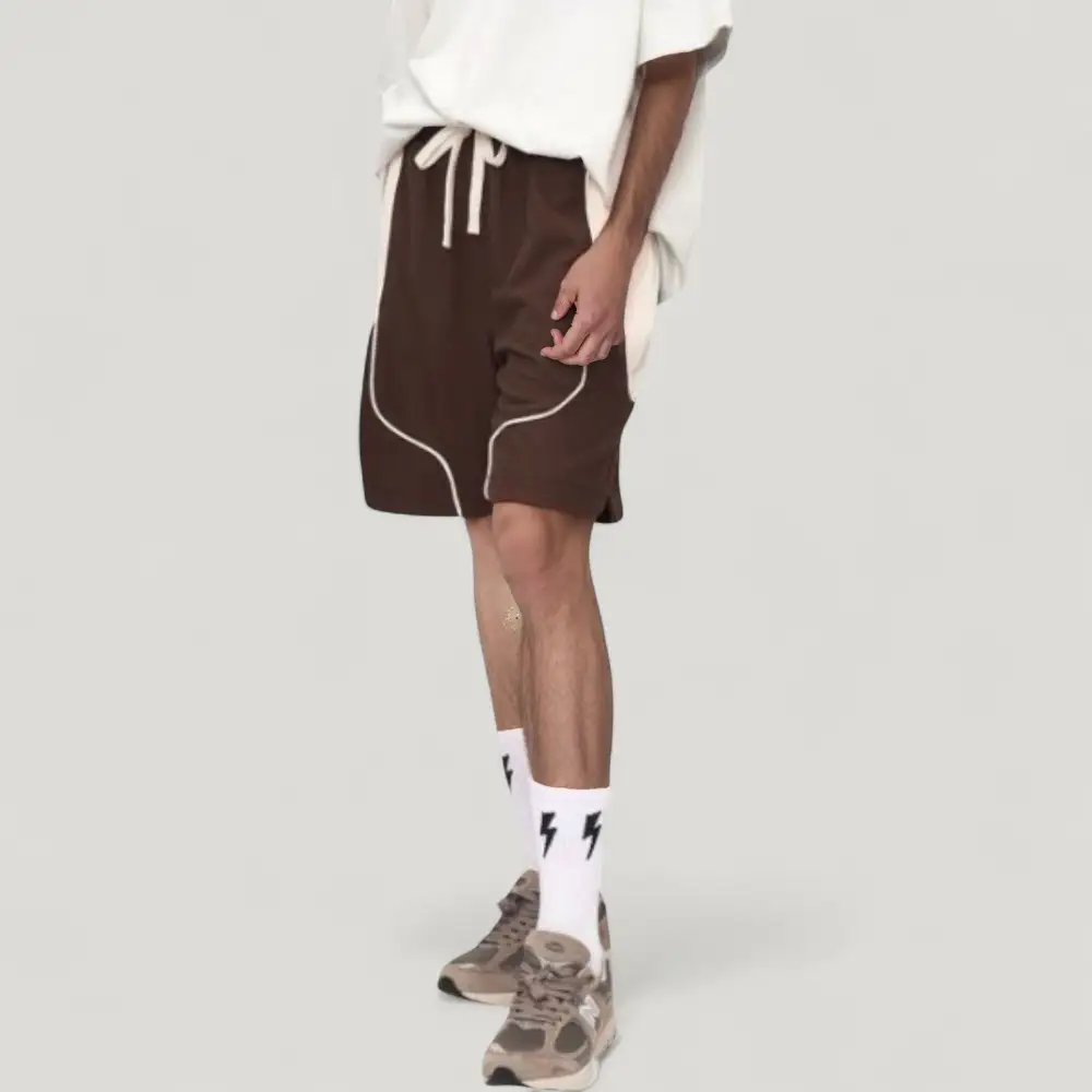 Drawstring Side-Pocket Colorblock Men's Athletic Shorts