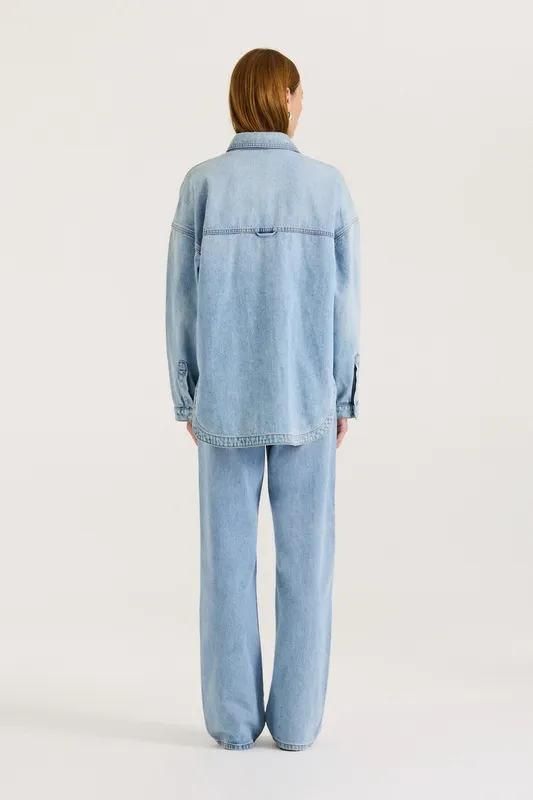 Light Wash Oversized Denim Shirts
