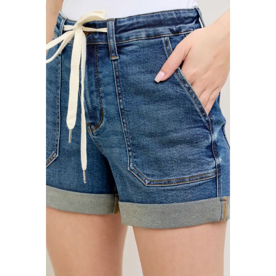 Full Size High Rise Cuff Denim Shorts Plus Size