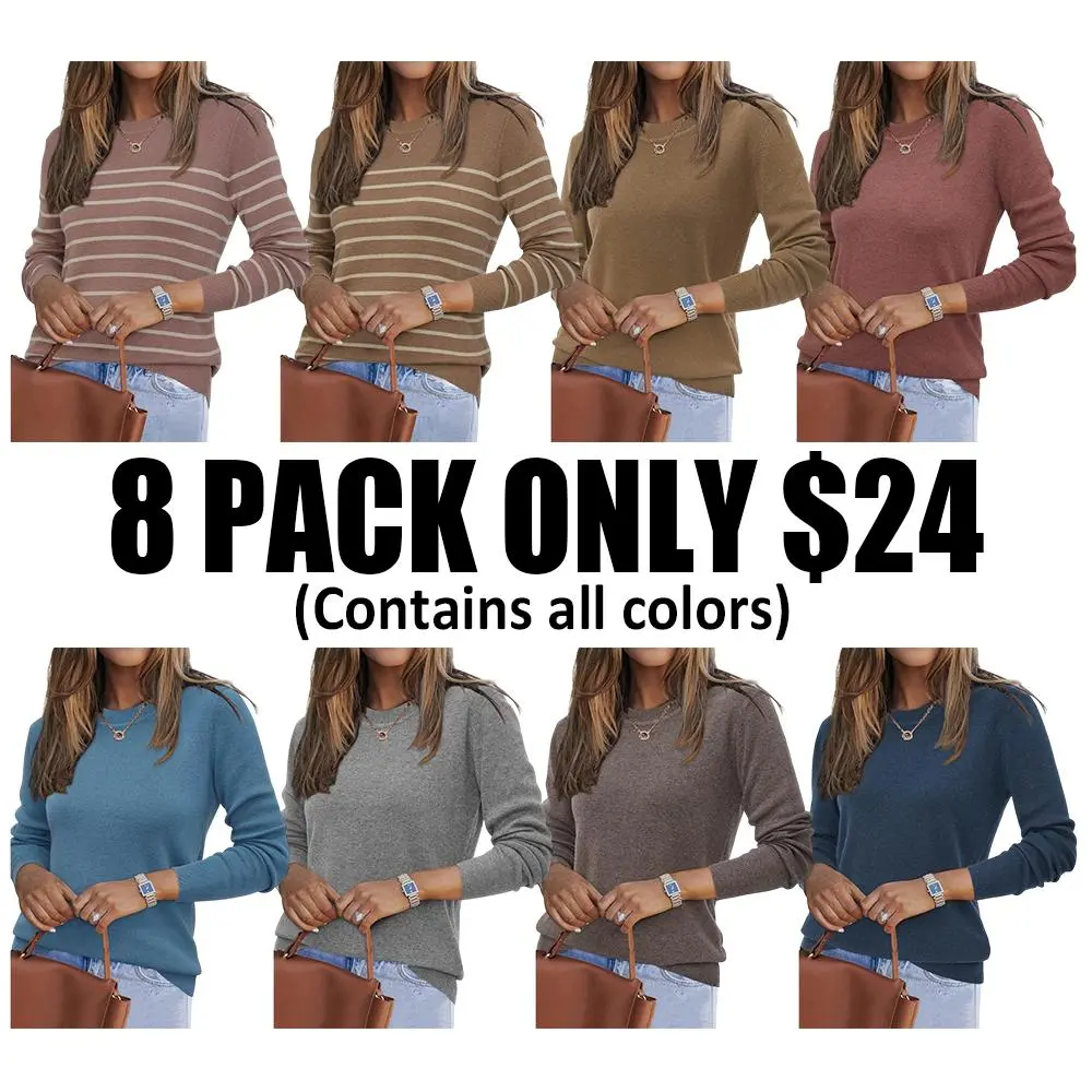 Women‘s Spring Fashion Wool Blend Sweater 2026 Long Sleeve Crew Neck Business Casual Pullover Tops Trendy Outfits