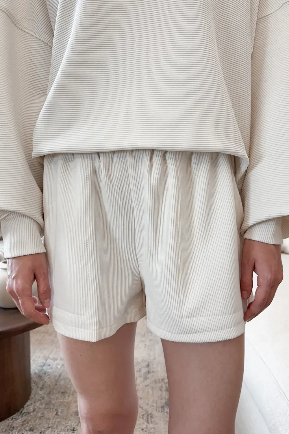 Structured Soft Ribbed Shorts