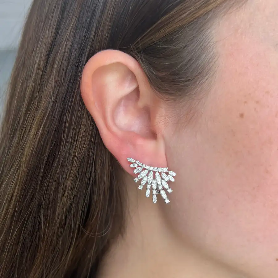 Openwork Curved Gem Detail Earrings