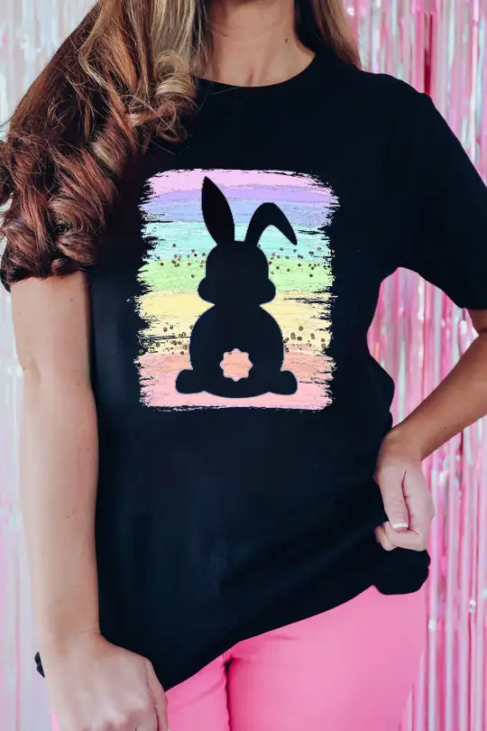 Black Rainbow Splash Easter Rabbit