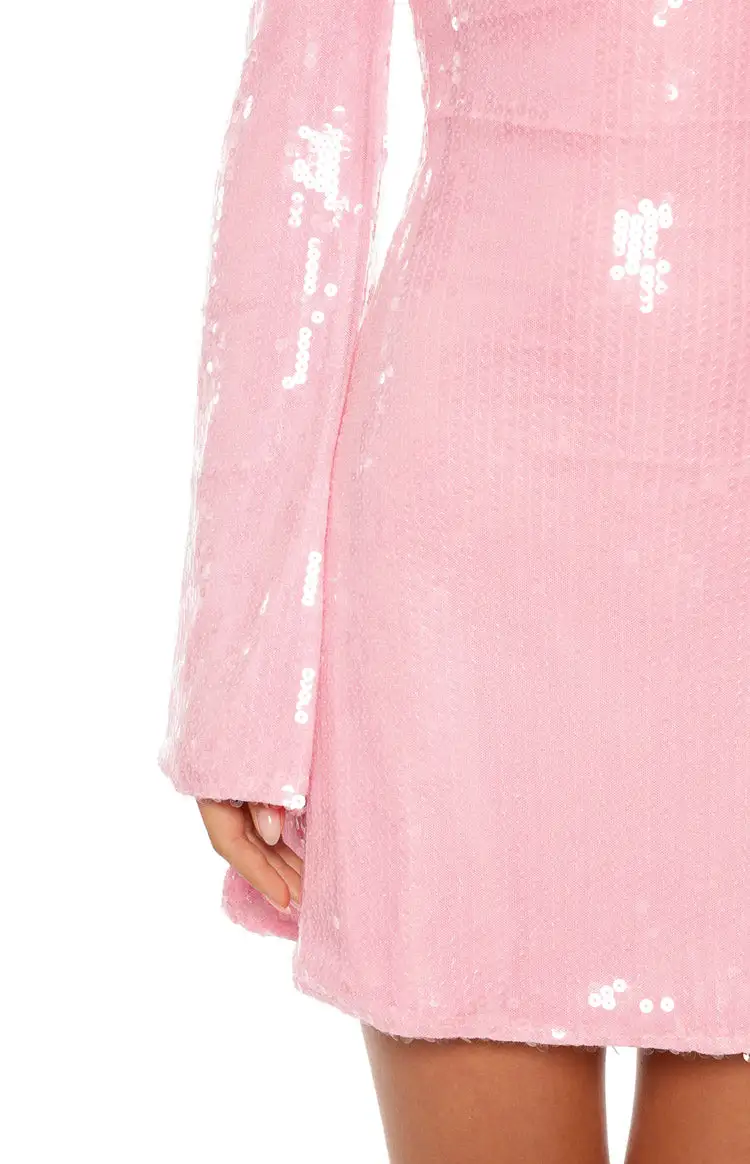 Cowl Neck Long Sleeve Backless Mini Dress