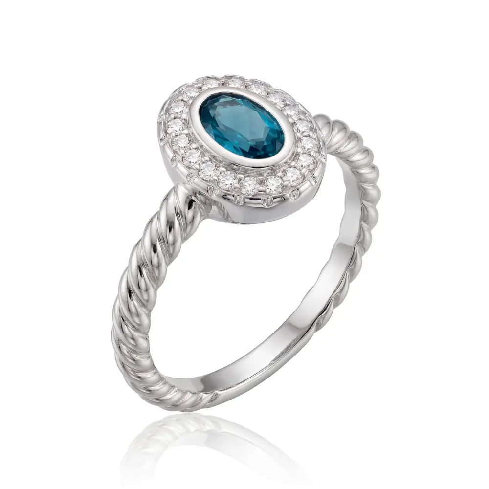 Simulated Turquoise Oval Halo Ring