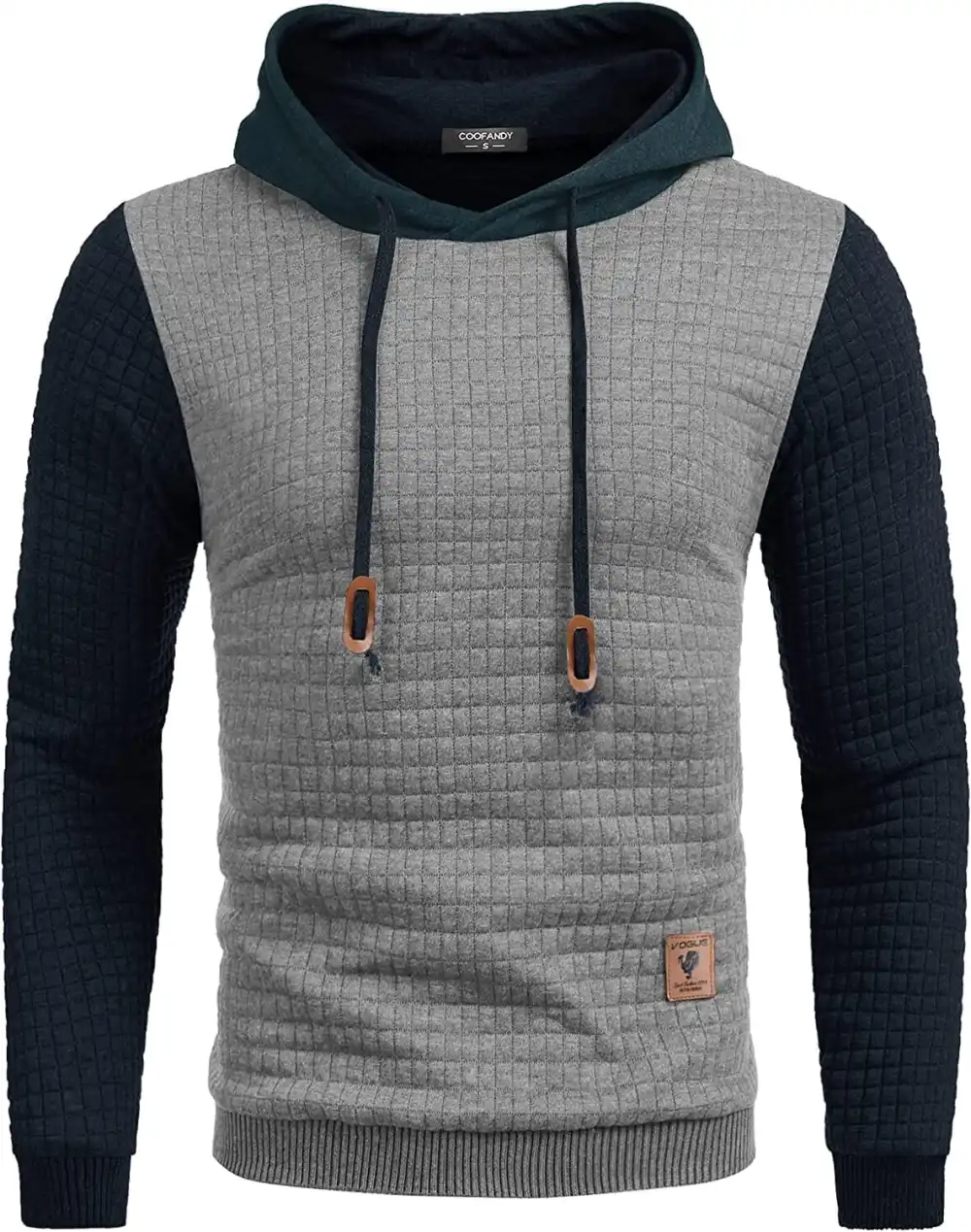 Gym Drawstring Plaid Jacquard Hoodie