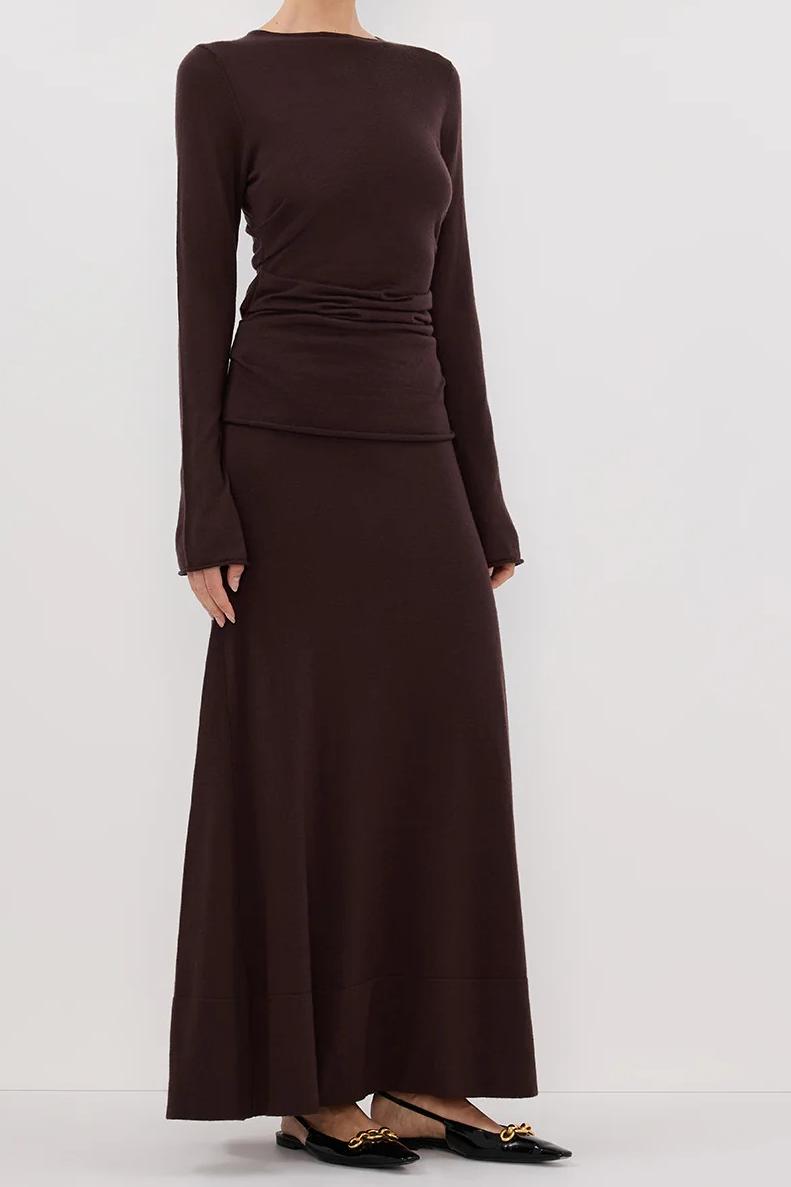 BITTER CHOC MERINO MAXI SKIRT