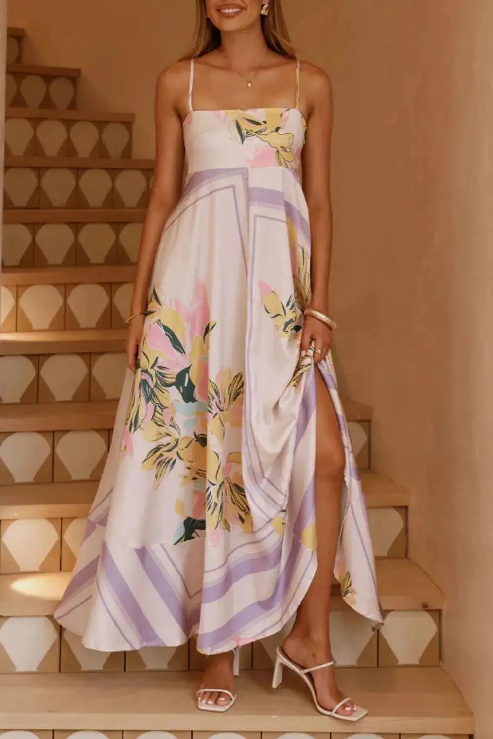 Printed Square Neck Maxi Dress