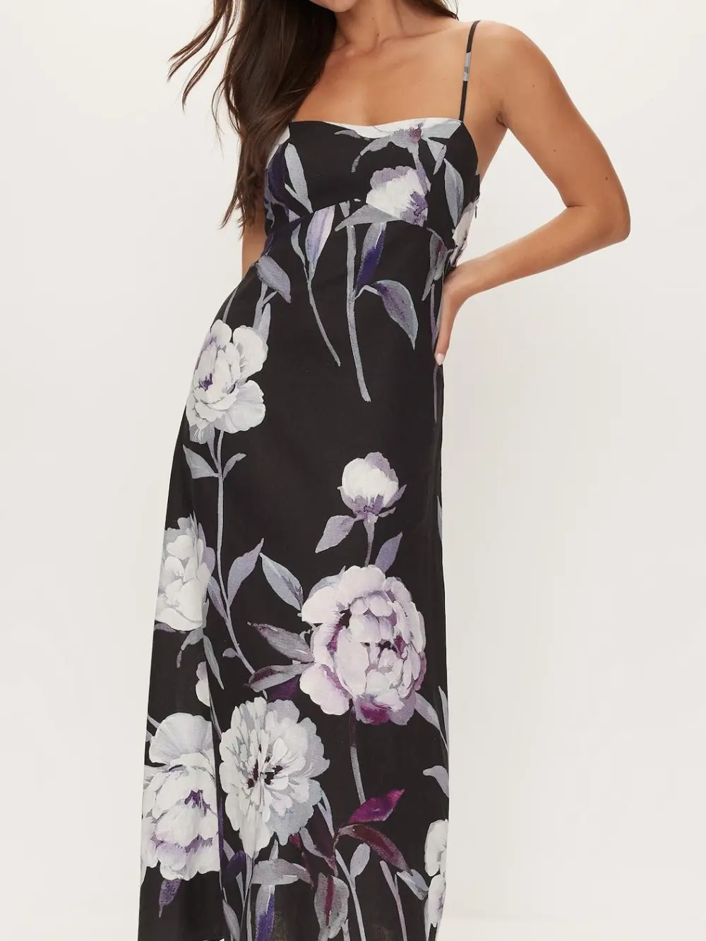 Linen Blend Slip Midi Dress