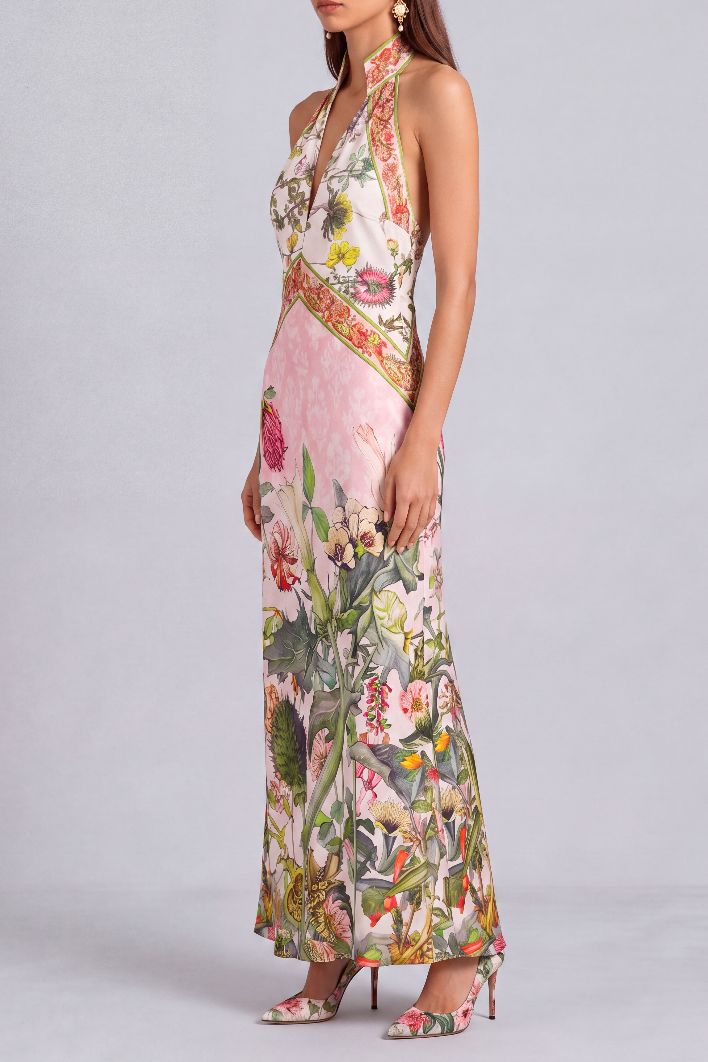 Backless Floral Maxi Dress