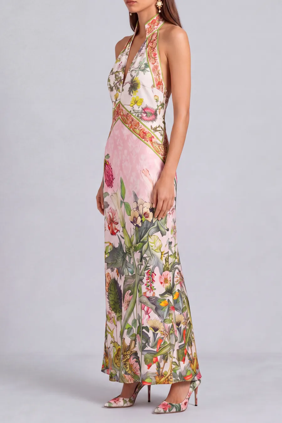 Backless Floral Maxi Dress