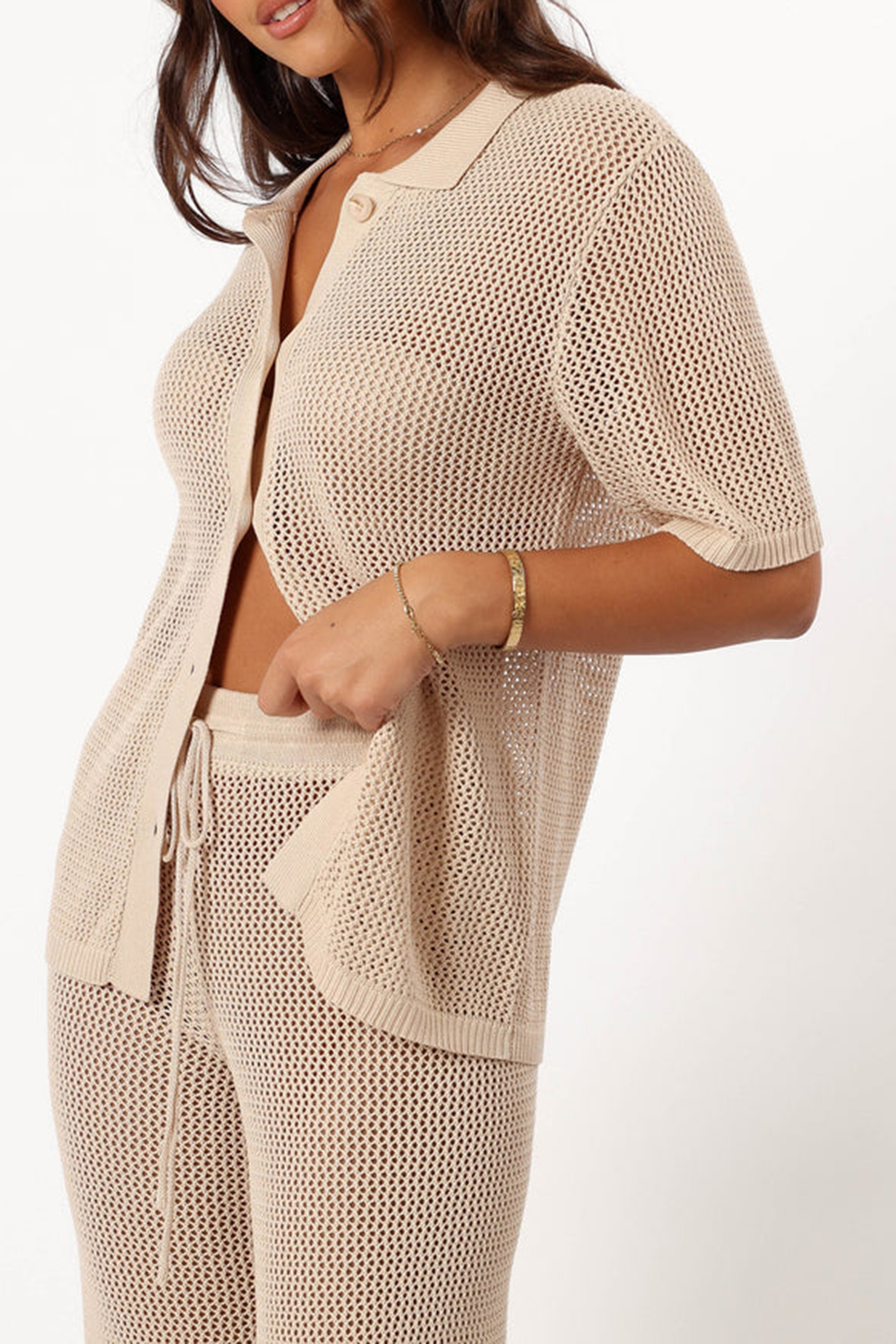 WHITE MESH TRANSLUCENT LONG SLEEVE TOP