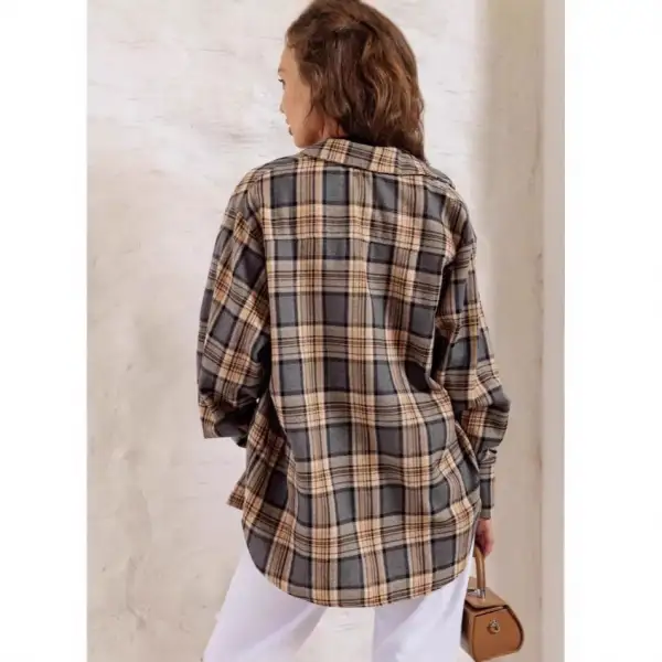 Plaid Casual Outerwear Jacket