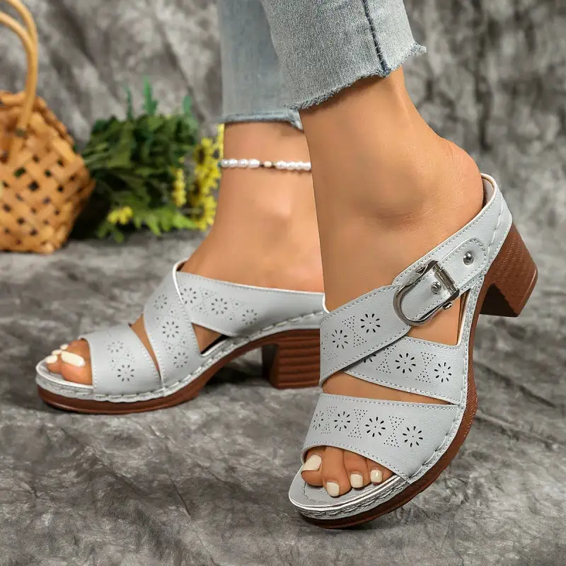 Sleek Open Toe Block Heel Sandals