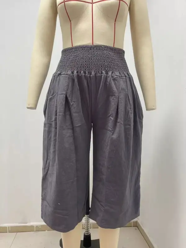 Smocked Wide Leg Capri Pants