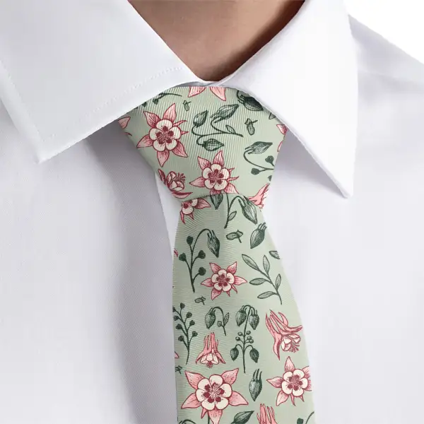 Columbine Floral Pattern Necktie