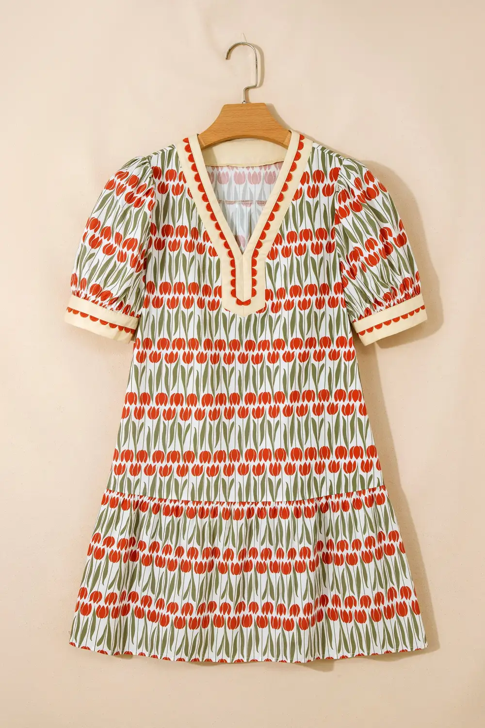 Soft Touch Floral Printed Cotton Blend Mini Dress