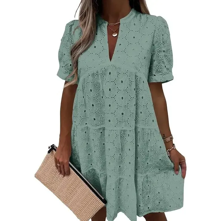 Women’s Flowy Lace V-Neck Dress
