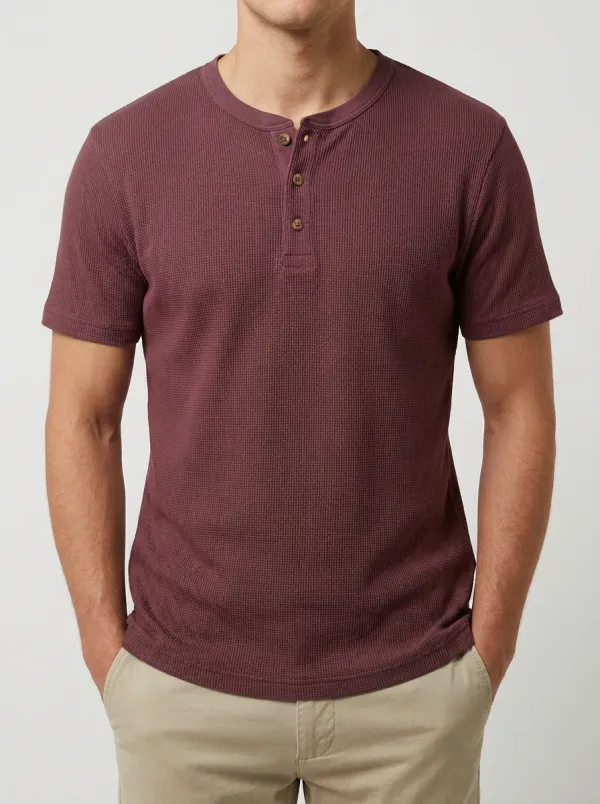 Men's Motion Waffle Knit Henley Shirt
