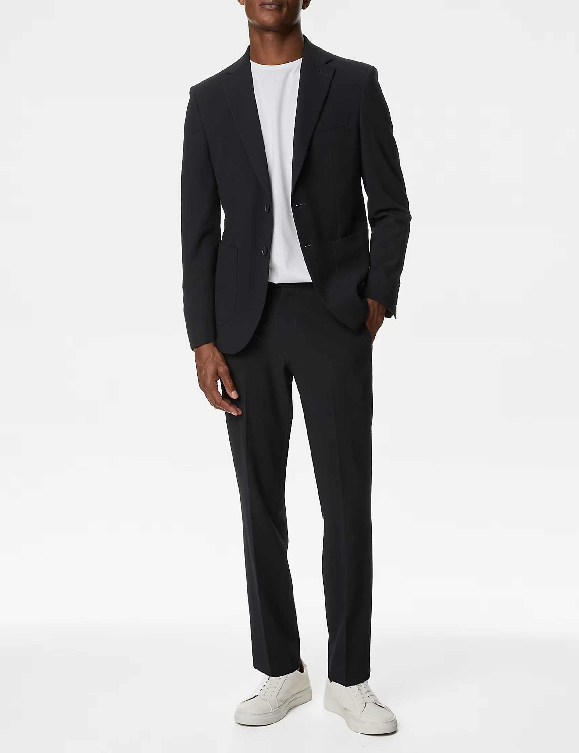 Men's Black Textured Stretch Formal Blazer