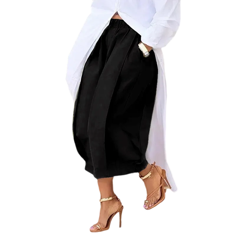 Women's Loose Multicolor Cropped&Long Trousers 100% Cotton Soft Summer&Autumn/Winter Comfortable Breathable Fabric Elastic Waistband Lantern Pants with Pockets Casual Style Bottoms Outfit Soft