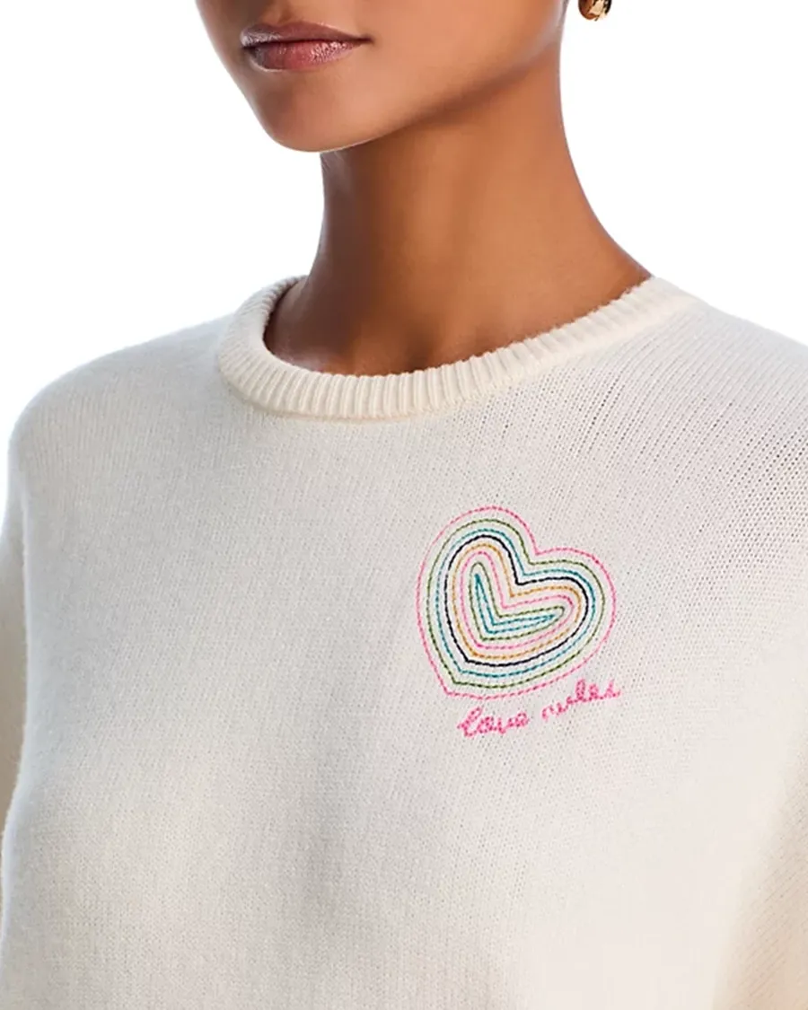 Crewneck Thread Heart Embroidery Sweater