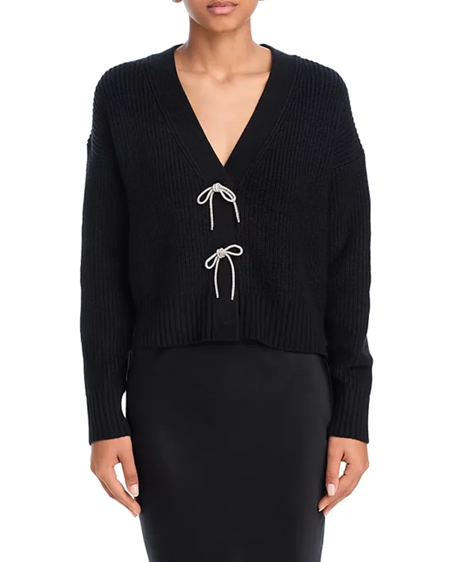 Sparkly Bow Embellished Cardigan