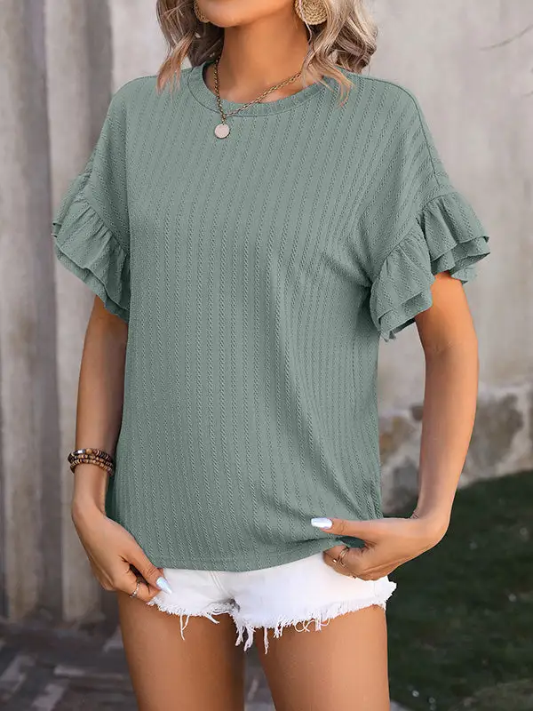 Wrap Falbala Round Neck T-Shirt