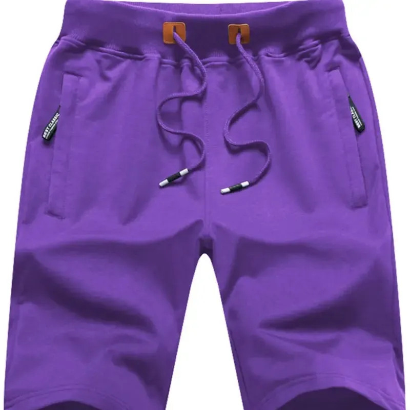 Men's drawstring shorts with zip pockets, elastic waistband, casual loungewear shorts
