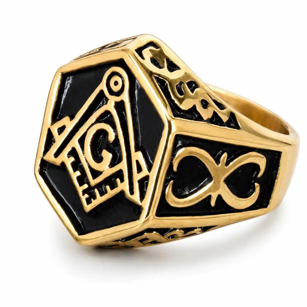 Men's Hexagon Masonic Ring