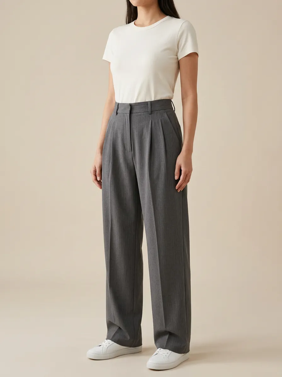 Women's Minimalist Pleated Wide-Leg Casual Pants