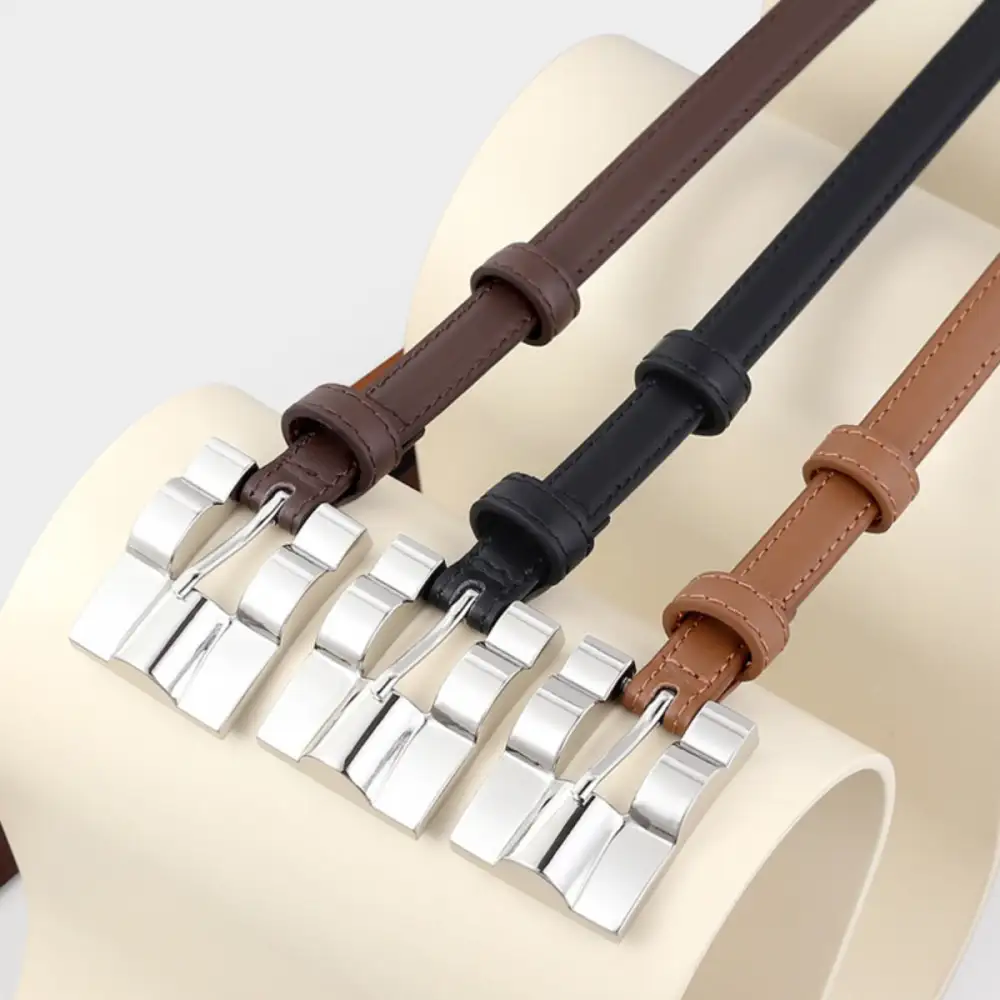 Everyday Skinny Leather Belt with Buckle