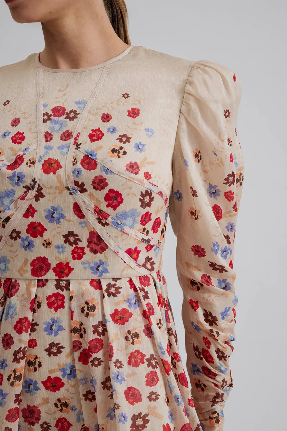 Floral Embroidered Puff Sleeve Mini Dress